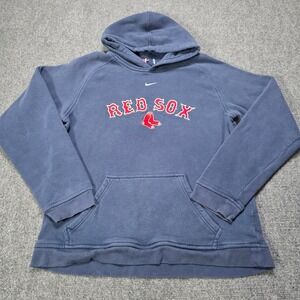 Kids Nike Boston Red Sox Hoodie Pullover Athletic Navy Blue Youth Vintage